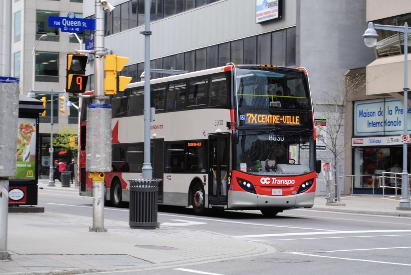 An OC Transpo bus on Bank street